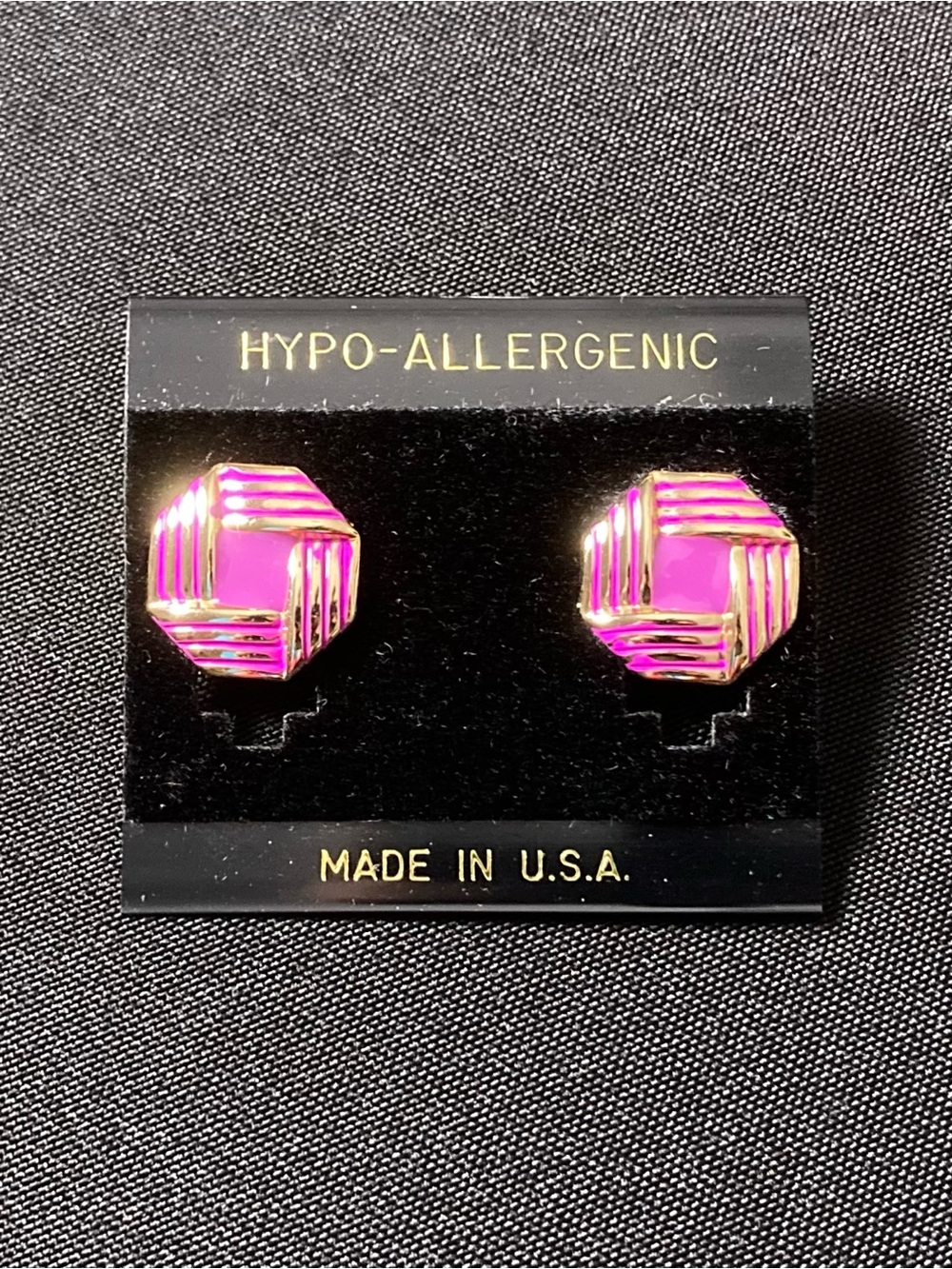 Vintage Art Deco Gold And Purple Octagon Stud Earrings